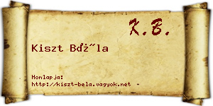 Kiszt Béla névjegykártya